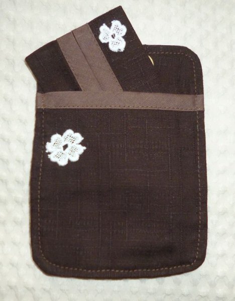 画像3: 付けポケット【茶】お花 (3)