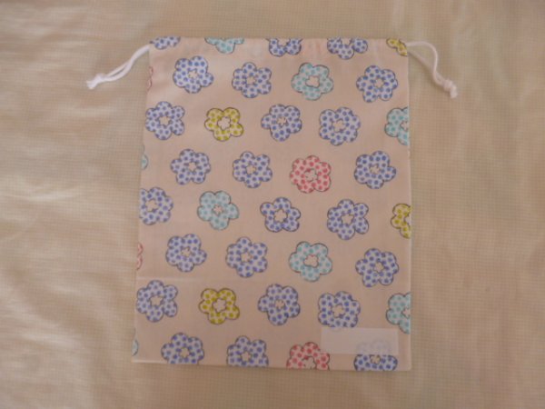 画像2: 道具袋　巾着【22×27】お花 (2)