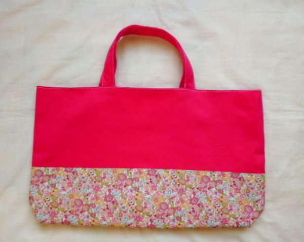 画像2: 手提げ【38×25×5】ピンク　お花　立教女学院仕様 (2)