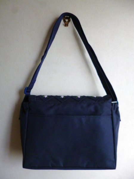 画像6: スクールショルダーM　【紺】パープルバラ＆リボン OPT付 (6)