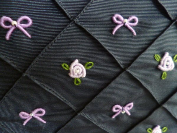 画像5: スクールショルダーM　【紺】パープルバラ＆リボン OPT付 (5)