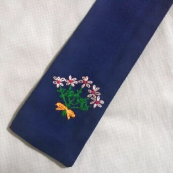 画像1: SALE　定規入れ【５．５×３５ｃｍ】紺　花 (1)