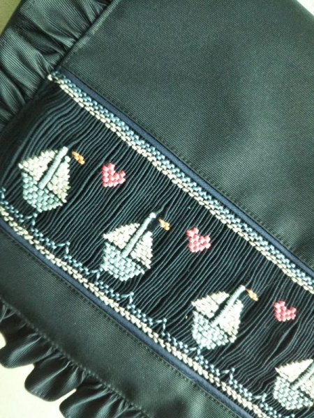 画像2: スクールショルダー【紺】スモッキング (2)