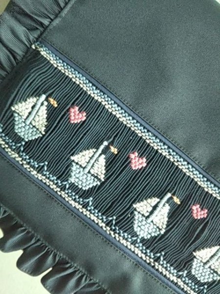 画像7: スクールショルダー【紺】スモッキング (7)