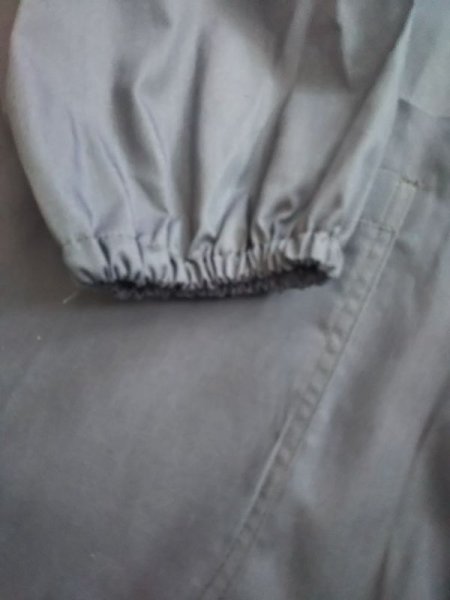 画像4: M【140】スモック ロング 紺 長袖 前開き (4)