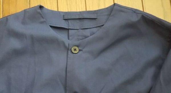 画像5: M【140】スモック ロング 紺 長袖 前開き (5)