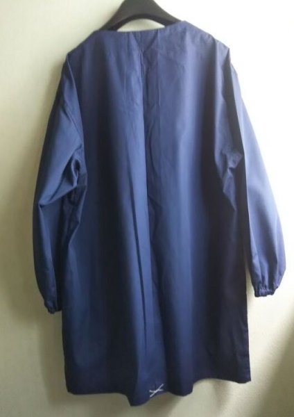 画像8: M【140】スモック ロング 紺 長袖 前開き (8)