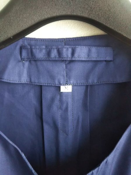 画像3: M【140】スモック ロング 紺 長袖 前開き (3)