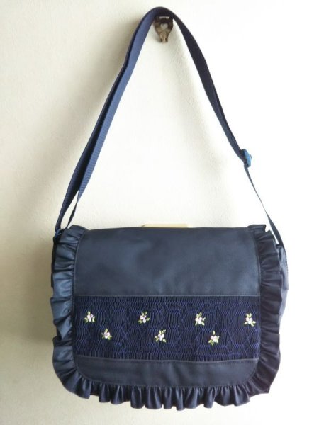 画像2: スクールショルダー【紺】スモッキング (2)