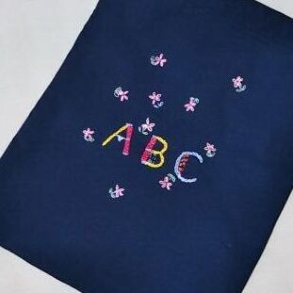 画像2: sale　靴袋 【22×28】紺　お花  (2)