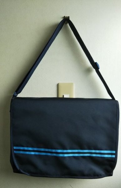 画像2: スクールバック【30×40×10】紺　ストライプ　早稲田実業初等部仕様 (2)