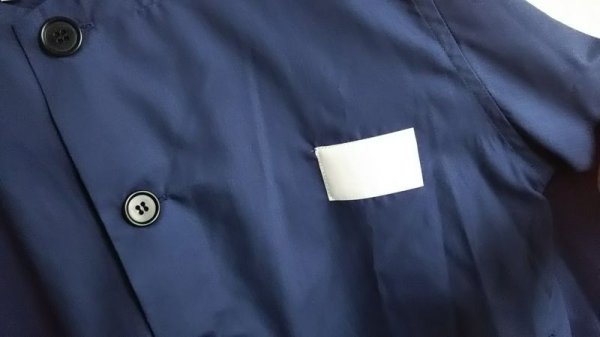 画像2: M【140】スモック ロング 紺 長袖 前開き (2)