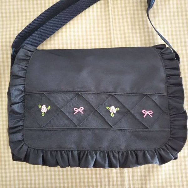 画像2: スクールショルダー【紺】一列ピンクバラ＆リボン (2)