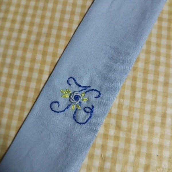 画像1: 定規入れ【５．５×３５ｃｍ】水色　イニシャル　K (1)