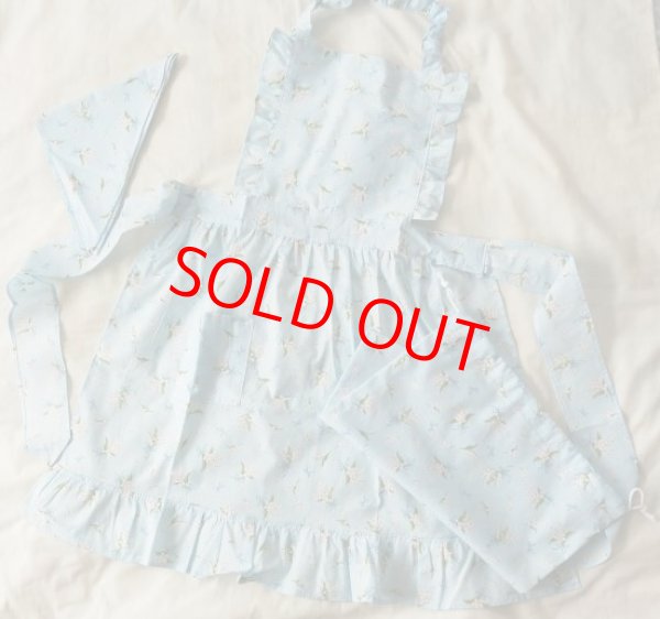 画像1: フリルエプロン3点セット　すずらん (1)