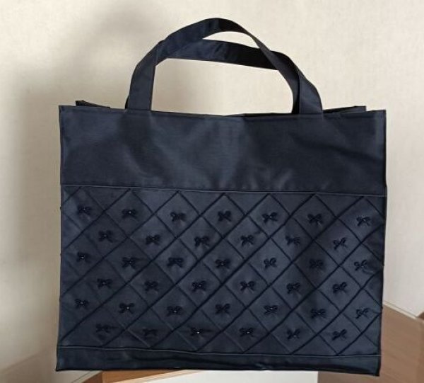 画像3: チャームママワイド【紺】リボン&リボン刺繍 (3)