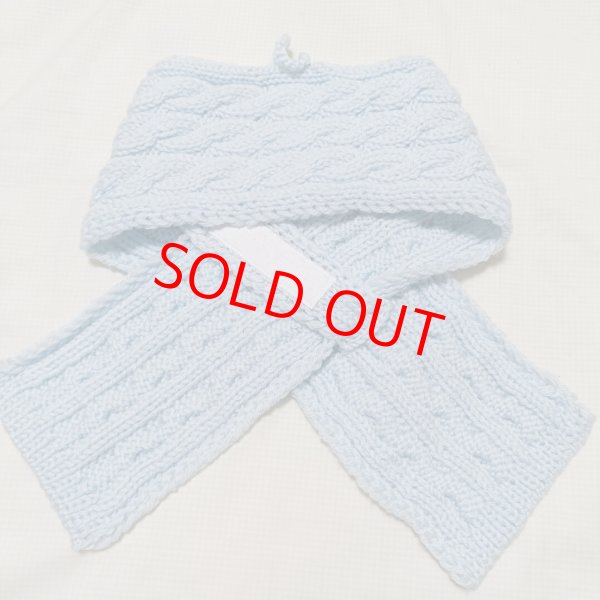 画像4: 手編みマフラー80【水色】メリノウール ベビー (4)