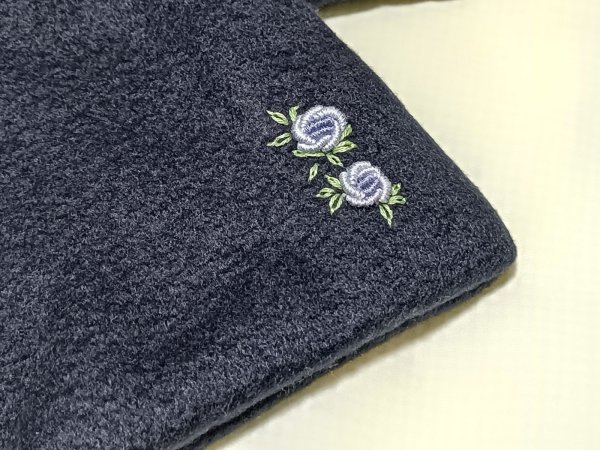 画像2: フリースマフラー【紺】刺繍 (2)