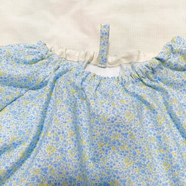 画像4: 選べる　長袖　ロングスモック　タブリエ【110~130】水色花 (4)
