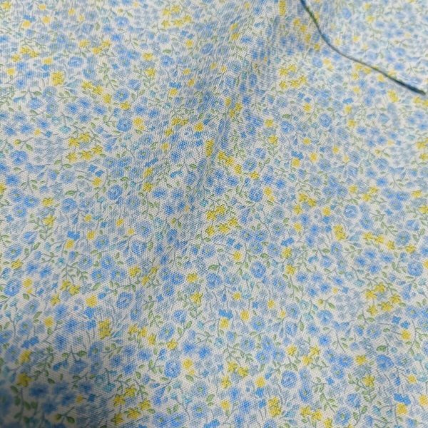 画像2: 選べる　長袖　ロングスモック　タブリエ【110~130】水色花 (2)