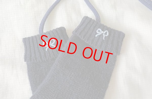 画像1: ※紐付き※キッズニット手袋【紺】L　ブルーリボン (1)