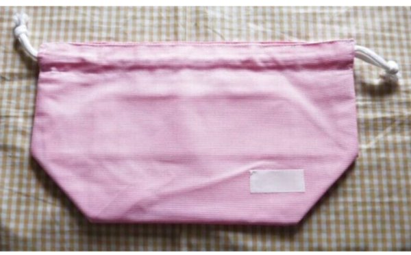 画像2: 封筒型＆巾着型　お弁当６点セット【コードレーンピンク】白百合幼稚園仕様 (2)