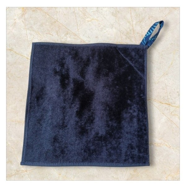 画像2: ループ　ネーム付き　抗菌防臭加工２５ｃｍ　タオルハンカチ　紺 (2)