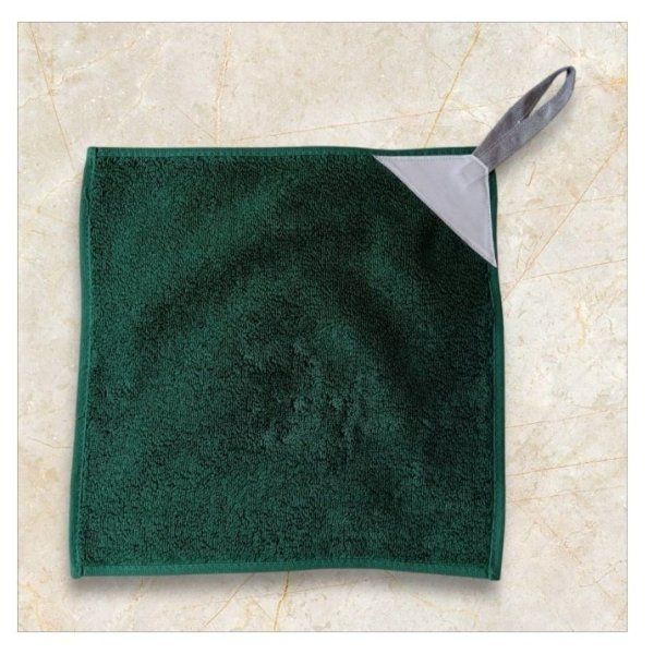 画像2: ループ　ネーム付き　抗菌防臭加工２５ｃｍ　タオルハンカチ　深緑 (2)
