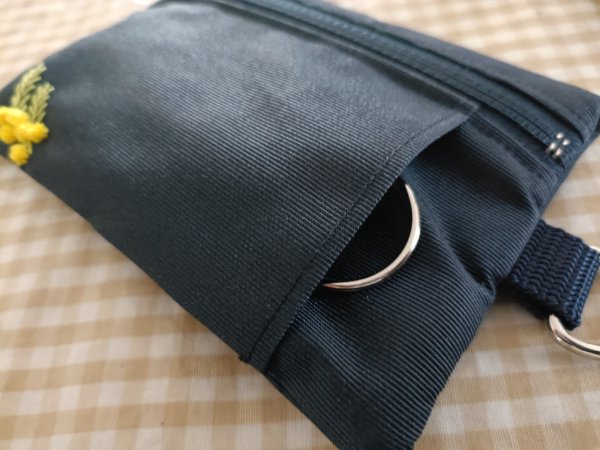 画像3: コインケース付き定期入れ【紺グログラン】お花 (3)