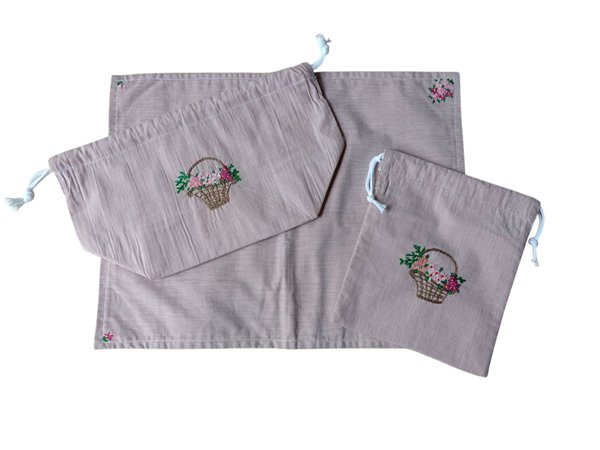 画像1: Sale♪　巾着型　お弁当3点セット (1)
