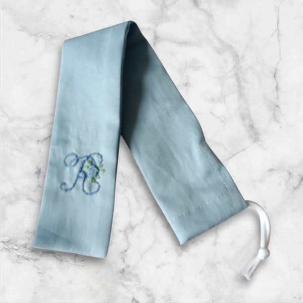 画像2: 定規入れ【５．５×３５ｃｍ】水色　イニシャルR (2)