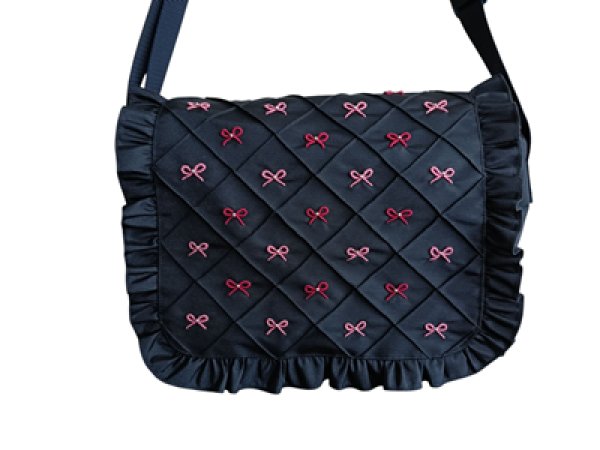 画像3: お弁当鞄セット【紺】ピンクリボン 【九段白百合小学校仕様】 (3)