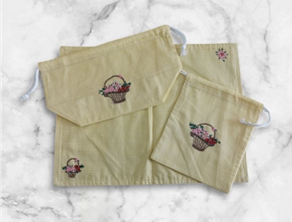 画像1: Sale♪　巾着型　お弁当3点セット (1)