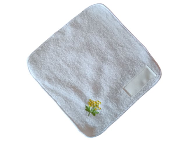 画像2: ネーム付き　１５ｃｍ　ミモザ　タオルハンカチ　 (2)