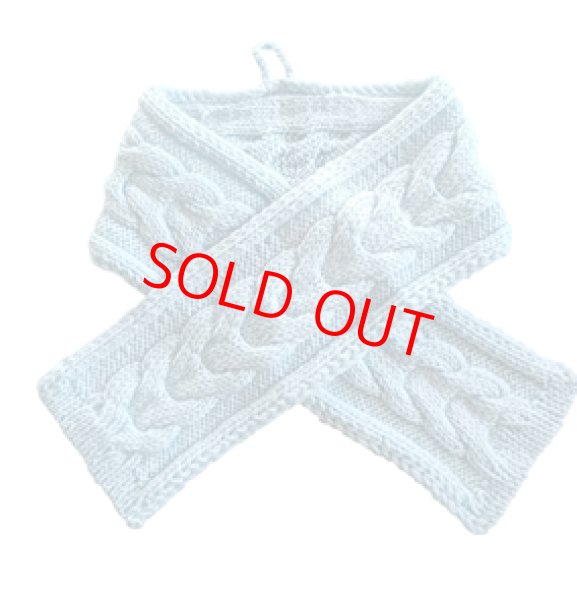 画像1: 手編みマフラー80【水色】メリノウール ベビー (1)