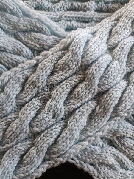 画像2: 手編みマフラー80【水色】メリノウール ベビー (2)