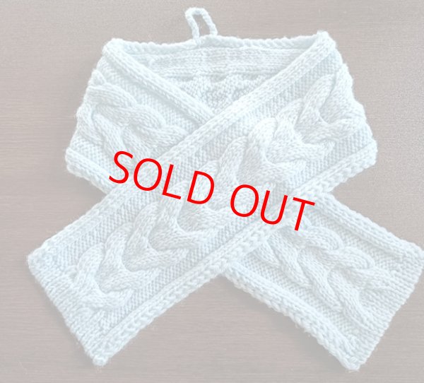 画像1: 手編みマフラー80【水色】メリノウール ベビー (1)