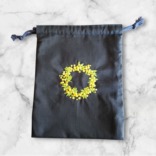 画像2: 靴袋【22×28】紺 ミモザ (2)