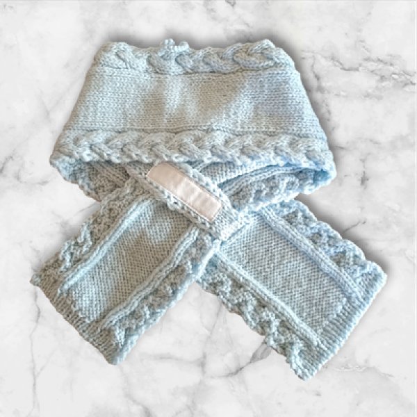 画像4: 手編みマフラー80【水色】メリノウール ベビー (4)