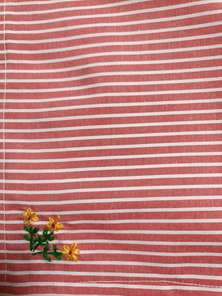 画像1: SALE♪ お給食マット【ストライプお花】40×60ｃｍ　 (1)