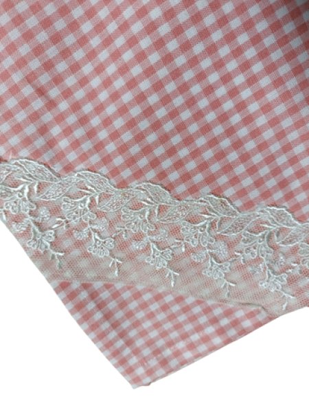 画像1: SALE♪ お給食マット【チェックレース】40×60ｃｍ　 (1)