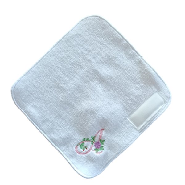 画像2: ネーム付き　１５ｃｍ　イニシャル　A　タオルハンカチ　 (2)