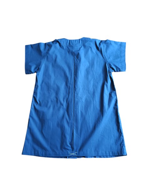 画像5: S【１３０】スモック　ロング　紺　半袖 前開き (5)