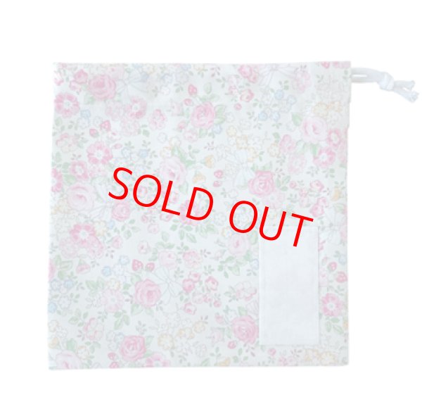 画像1: 巾着　コップ袋【お花リボン】１５×１５ｃｍ (1)