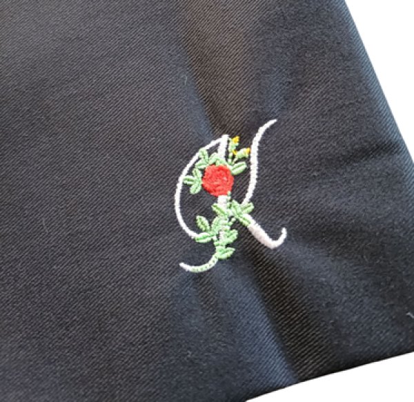 画像2: 靴袋【22×28】紺　イニシャルK (2)