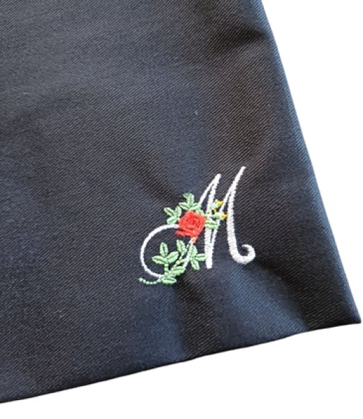 画像2: 靴袋【22×28】紺　イニシャルM (2)