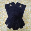 画像2: キッズニット手袋【紺】M　ピンクバラ (2)