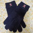 画像2: キッズニット手袋【紺】M　ピンクバラ (2)