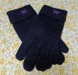 画像2: キッズニット手袋【紺】S　パープルリボン (2)