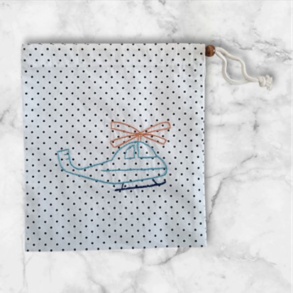 画像1: sale♪　コップ袋　給食袋【16×18】　ヘリコプター (1)